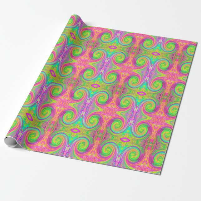 Groovy, Abstrakt, Lila und gelb, flüssiger Swirl Geschenkpapier (Ungerollt)