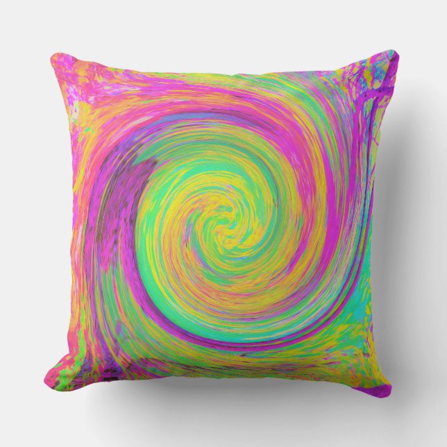 Groovy, Abstrakt, Lila und gelb, flüssiger Swirl Kissen (Vorderseite)