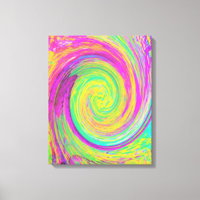 Groovy, Abstrakt, Lila und gelb, flüssiger Swirl Leinwanddruck (Vorderseite)