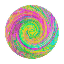 Groovy, Abstrakt, Lila und gelb, flüssiger Swirl Schneidebrett