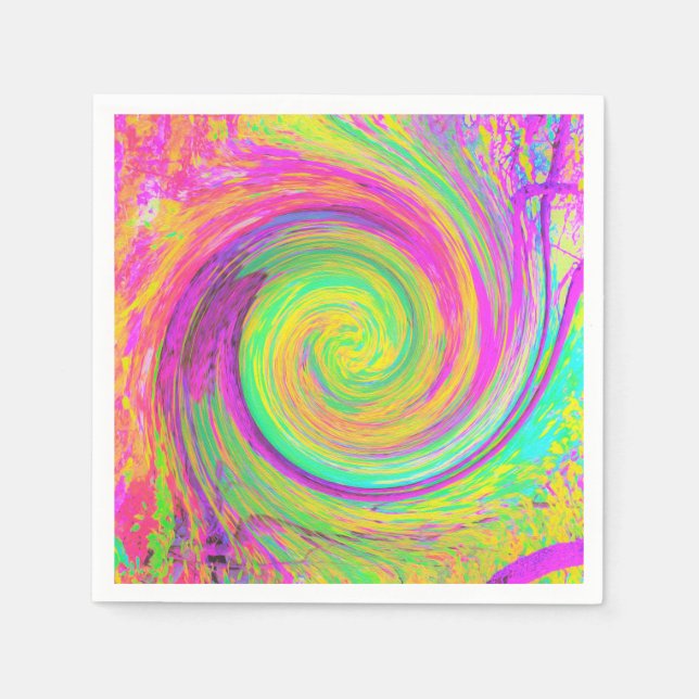 Groovy, Abstrakt, Lila und gelb, flüssiger Swirl Serviette (Vorderseite)