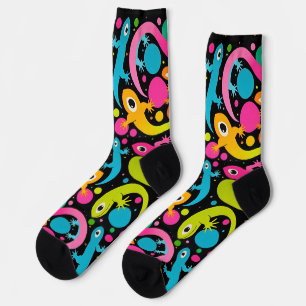 Groovy Abstrakt Lizard im Stil der 1960er Jahre Socken