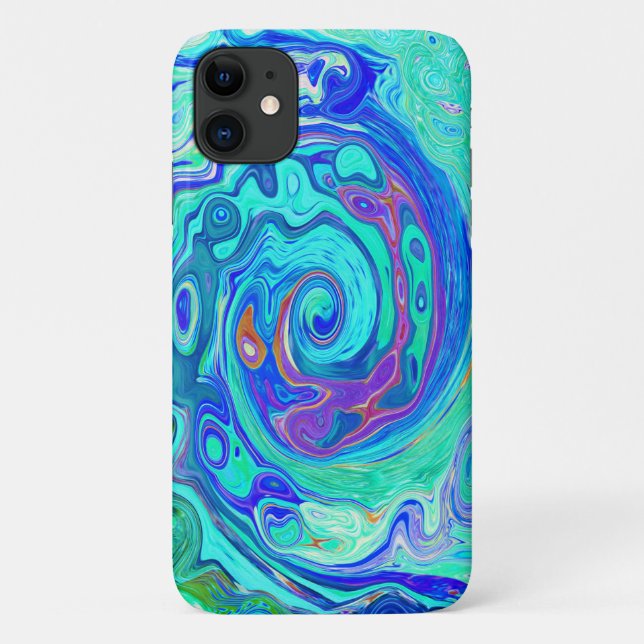 Groovy Abstrakt Ocean Blue und Green Liquid Swirl Case-Mate iPhone Hülle (Rückseite)