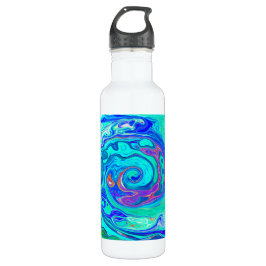 Groovy Abstrakt Ocean Blue und Green Liquid Swirl Edelstahlflasche