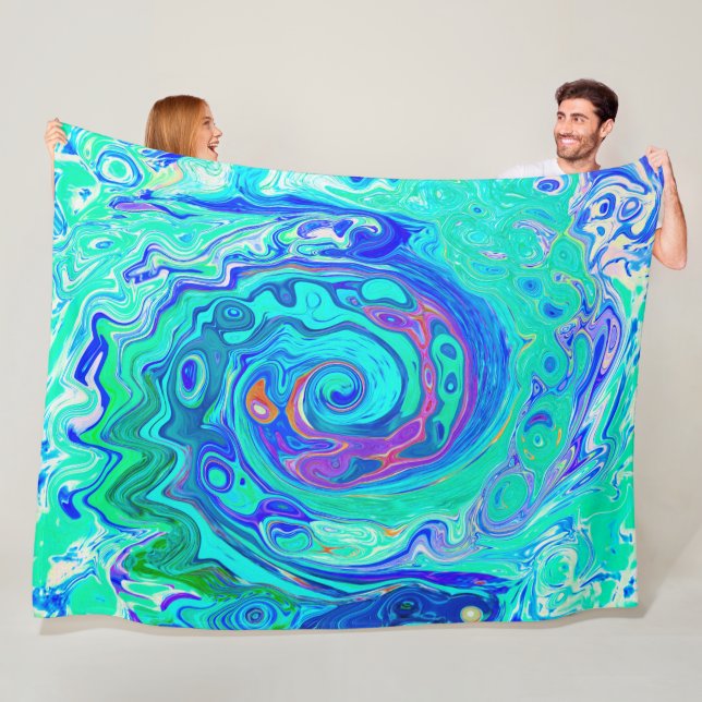 Groovy Abstrakt Ocean Blue und Green Liquid Swirl Fleecedecke (Beispiel)