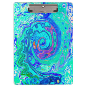 Groovy Abstrakt Ocean Blue und Green Liquid Swirl Klemmbrett