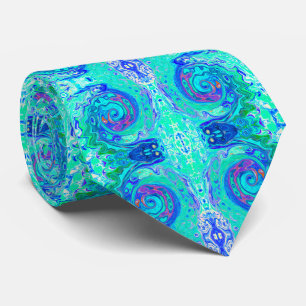 Groovy Abstrakt Ocean Blue und Green Liquid Swirl Krawatte