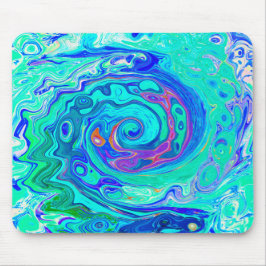 Groovy Abstrakt Ocean Blue und Green Liquid Swirl Mousepad