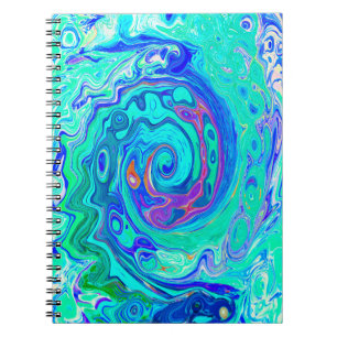 Groovy Abstrakt Ocean Blue und Green Liquid Swirl Notizblock