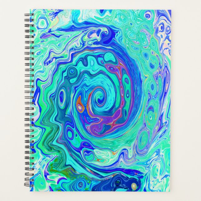 Groovy Abstrakt Ocean Blue und Green Liquid Swirl Planer (Vorderseite)