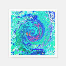 Groovy Abstrakt Ocean Blue und Green Liquid Swirl Serviette