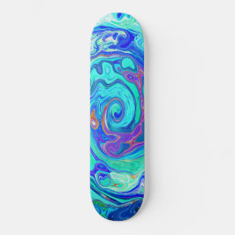 Groovy Abstrakt Ocean Blue und Green Liquid Swirl Skateboard