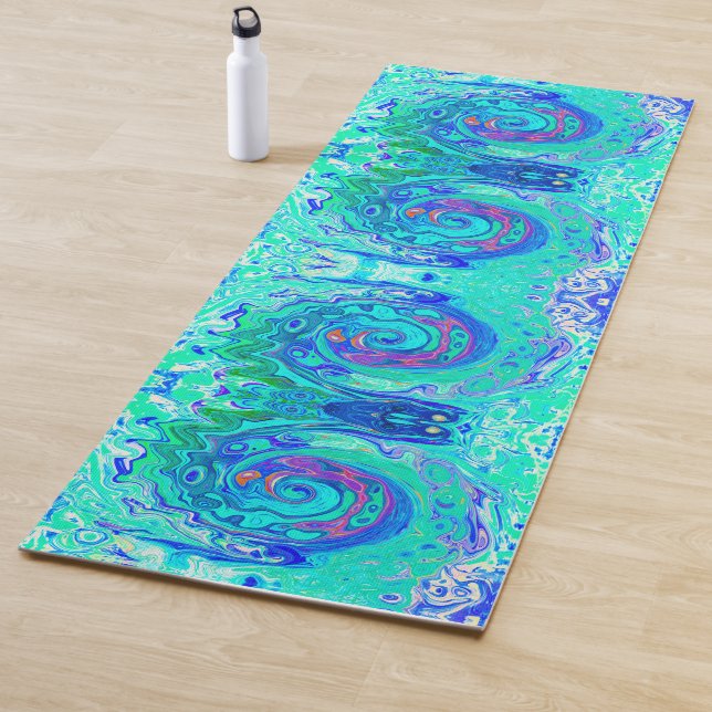 Groovy Abstrakt Ocean Blue und Green Liquid Swirl Yogamatte (Beispiel)