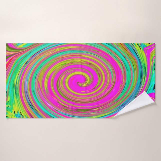 Groovy Abstrakt Pink und Türkis Swirl Badehandtuch (Badehandtuch)