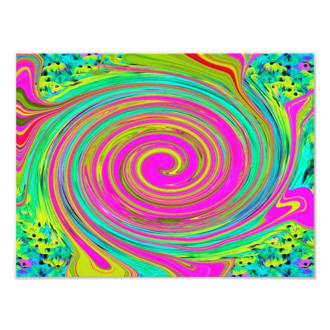 Groovy Abstrakt Pink und Türkis Swirl Fotodruck (Vorne)