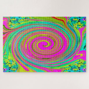Groovy Abstrakt Pink und Türkis Swirl Puzzle