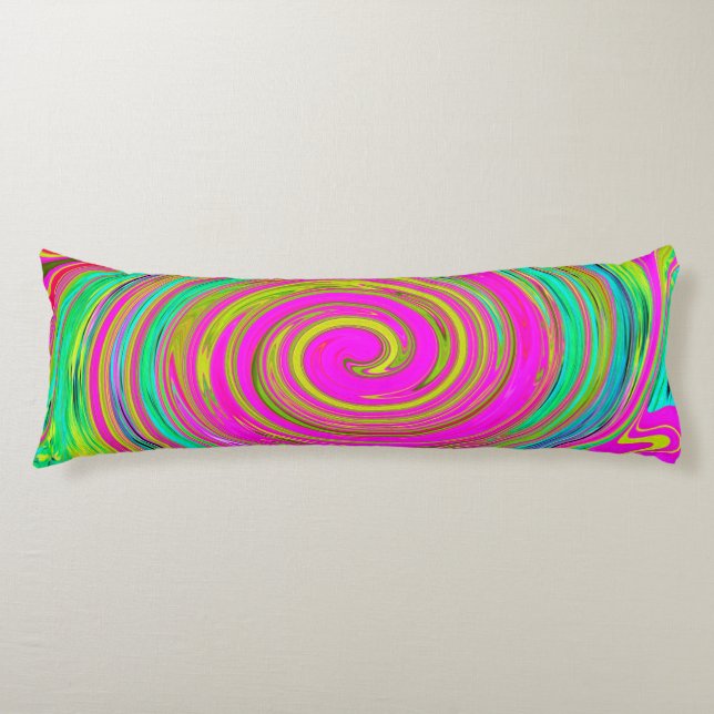 Groovy Abstrakt Pink und Türkis Swirl Seitenschläferkissen (Vorderseite)