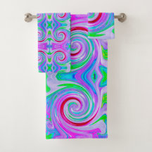 Groovy Abstrakt Red Swirl auf Lila und rosa