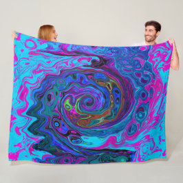 Groovy Abstrakt Retro Blau und Lila Swirl Fleecedecke