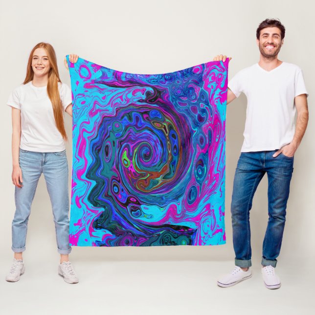 Groovy Abstrakt Retro Blau und Lila Swirl Fleecedecke (Beispiel)