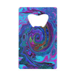 Groovy Abstrakt Retro Blau und Lila Swirl Geldbeutel Flaschenöffner