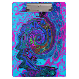 Groovy Abstrakt Retro Blau und Lila Swirl Klemmbrett