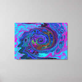 Groovy Abstrakt Retro Blau und Lila Swirl Leinwanddruck