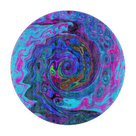 Groovy Abstrakt Retro Blau und Lila Swirl Schneidebrett