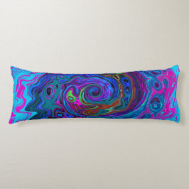 Groovy Abstrakt Retro Blau und Lila Swirl Seitenschläferkissen
