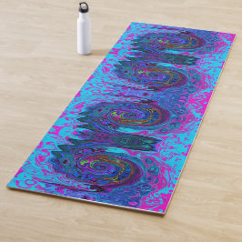 Groovy Abstrakt Retro Blau und Lila Swirl Yogamatte