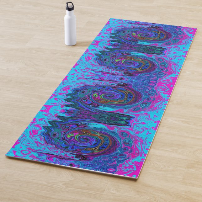 Groovy Abstrakt Retro Blau und Lila Swirl Yogamatte (Beispiel)