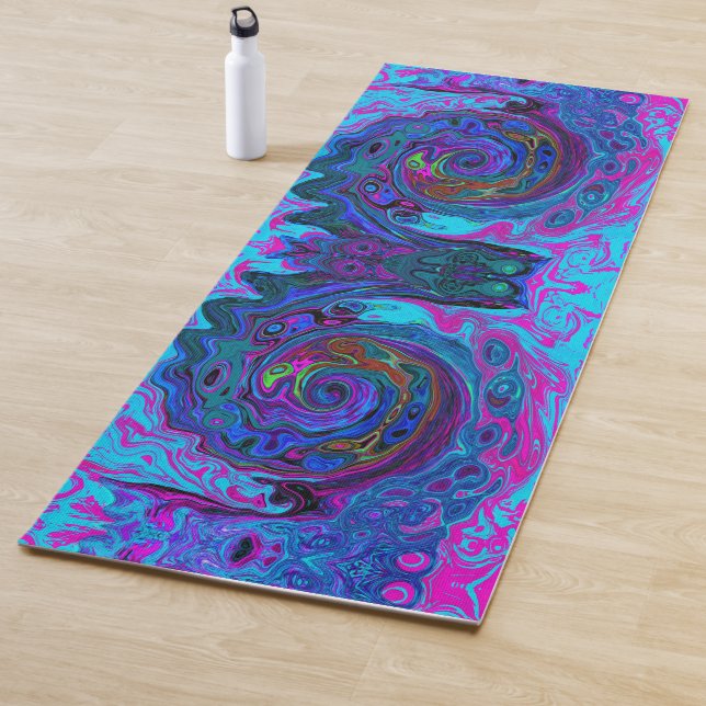 Groovy Abstrakt Retro Blau und Lila Swirl Yogamatte (Beispiel)