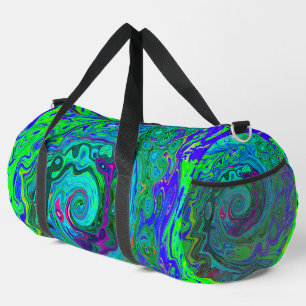 Groovy Abstrakt Retro Grün und Blau Swirl Duffle Bag