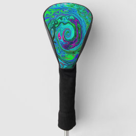 Groovy Abstrakt Retro Grün und Blau Swirl Golf Headcover
