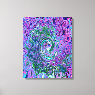 Groovy Abstrakt Retro Grün und Lila Swirl Leinwanddruck