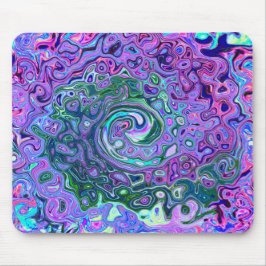 Groovy Abstrakt Retro Grün und Lila Swirl Mousepad