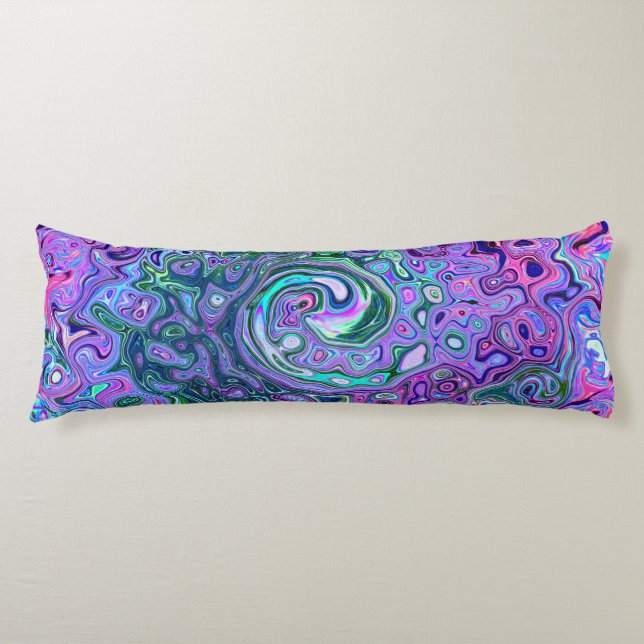 Groovy Abstrakt Retro Grün und Lila Swirl Seitenschläferkissen (Vorderseite)