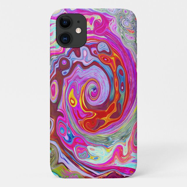 Groovy Abstrakt Retro Hot Pink und Blue Swirl Case-Mate iPhone Hülle (Rückseite)