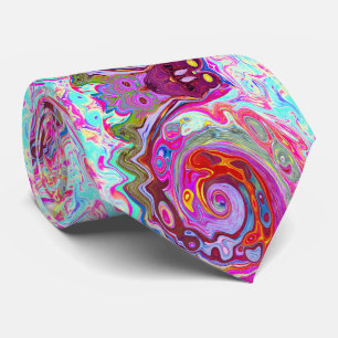 Groovy Abstrakt Retro Hot Pink und Blue Swirl Krawatte