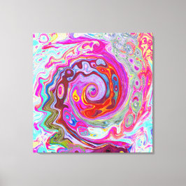 Groovy Abstrakt Retro Hot Pink und Blue Swirl Leinwanddruck