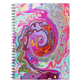 Groovy Abstrakt Retro Hot Pink und Blue Swirl Notizblock