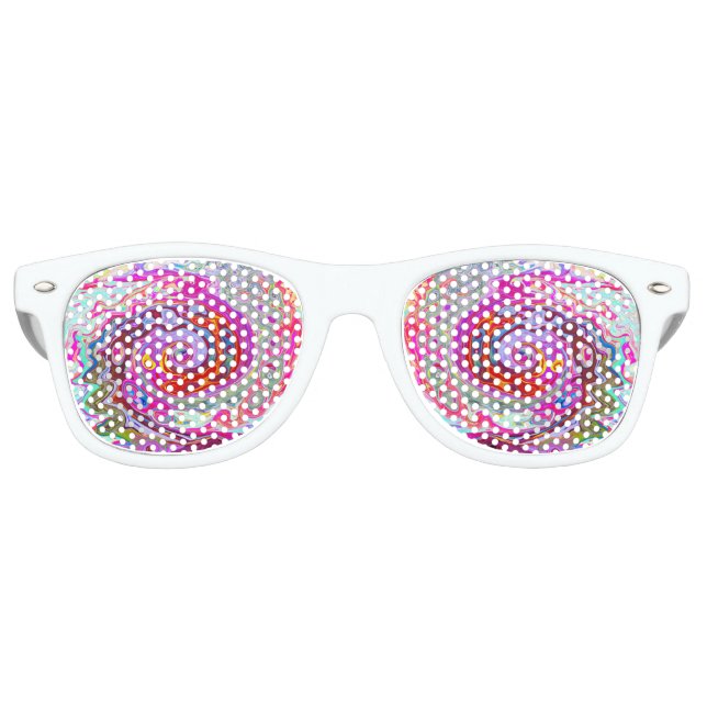 Groovy Abstrakt Retro Hot Pink und Blue Swirl Partybrille (Vorderseite)