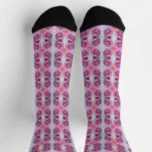 Groovy Abstrakt Retro Hot Pink und Blue Swirl Socken