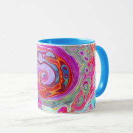 Groovy Abstrakt Retro Hot Pink und Blue Swirl Tasse