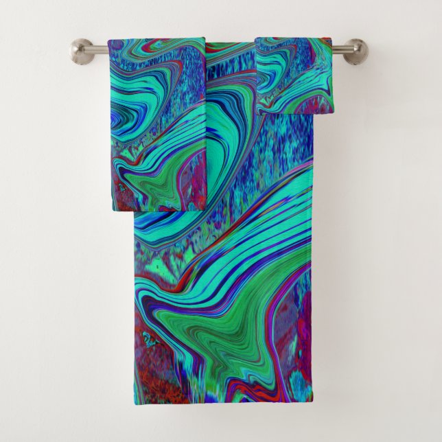 Groovy Abstrakt Retro Kunst, Dichtung und Musik Badhandtuch Set (Insitu)