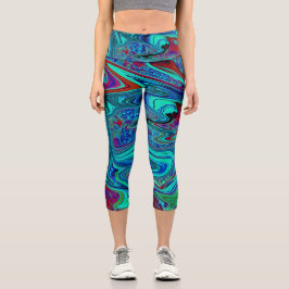 Groovy Abstrakt Retro Kunst, Dichtung und Musik Capri Leggings