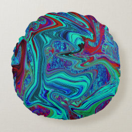 Groovy Abstrakt Retro Kunst, Dichtung und Musik Rundes Kissen