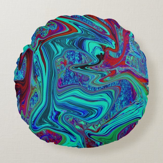 Groovy Abstrakt Retro Kunst, Dichtung und Musik Rundes Kissen (Vorderseite)