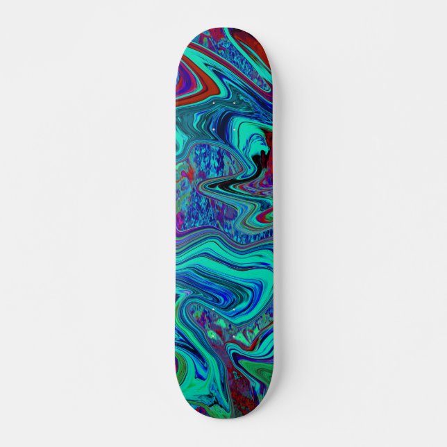 Groovy Abstrakt Retro Kunst, Dichtung und Musik Skateboard (Vorne)