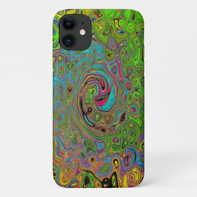 Groovy Abstrakt Retro Lime Green und Blue Swirl Case-Mate iPhone Hülle (Rückseite)